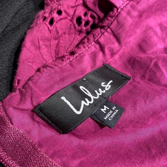 NWT Lulus Women Biscay Magenta Ruffled Eyelet Lace Sleeveless Dress Pink Size M - Picture 8 of 15